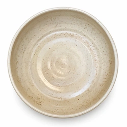Ceramiqa Pottery Round Serving Bowl – Speckled Satin White – Medium