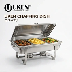 Uken SD-433 Stainless Steel Chafing Dish – Dual Fuel Buffet Warmer