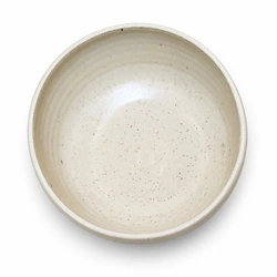 Ceramiqa Pottery Round Serving Bowl – Speckled Satin White – Small