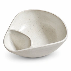 Ceramiqa Pottery Chip n Dip Bowl – Speckled Satin White – Medium
