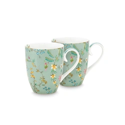 Pip Studio Set/2 Mugs Large Jolie Flowers Blue 350ml