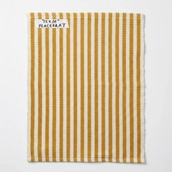 Weave-it Striped Placemat – 12x16 In – Mustard & White – Set of 6