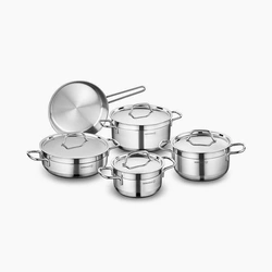 Korkmaz Alfa Cookware Set – 9-Piece – Stainless Steel