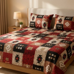 My Sleep Cove Mehak – Black Maroon Star Patchwork (8.9ft x 7.5ft)