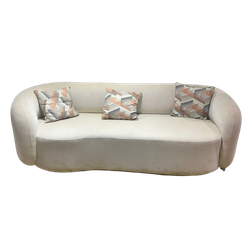 Antarc Cozy Cove 3-Seater Sofa – White Bouclé – Metal Legs