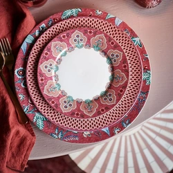 Pip Studio Plate Flower Festival Deco Dark Pink 21cm