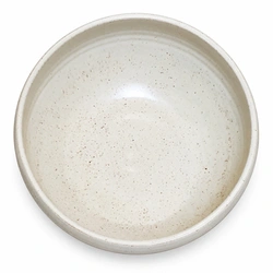 Ceramiqa Pottery Round Serving Bowl – Speckled Satin White – Large