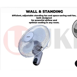 Uken Space-Saving Wall-Mounted Fan with Remote – 16 Inch